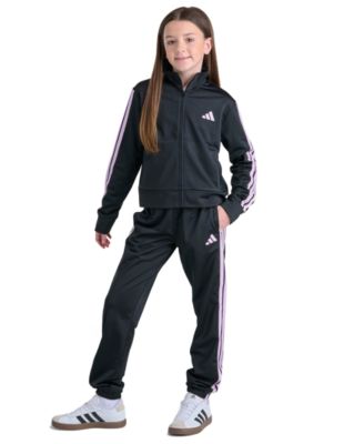 Girls' 8-16 3-Stripes Ful-Zip Jacket and Tapered-Leg Pants, 2-Piece Set