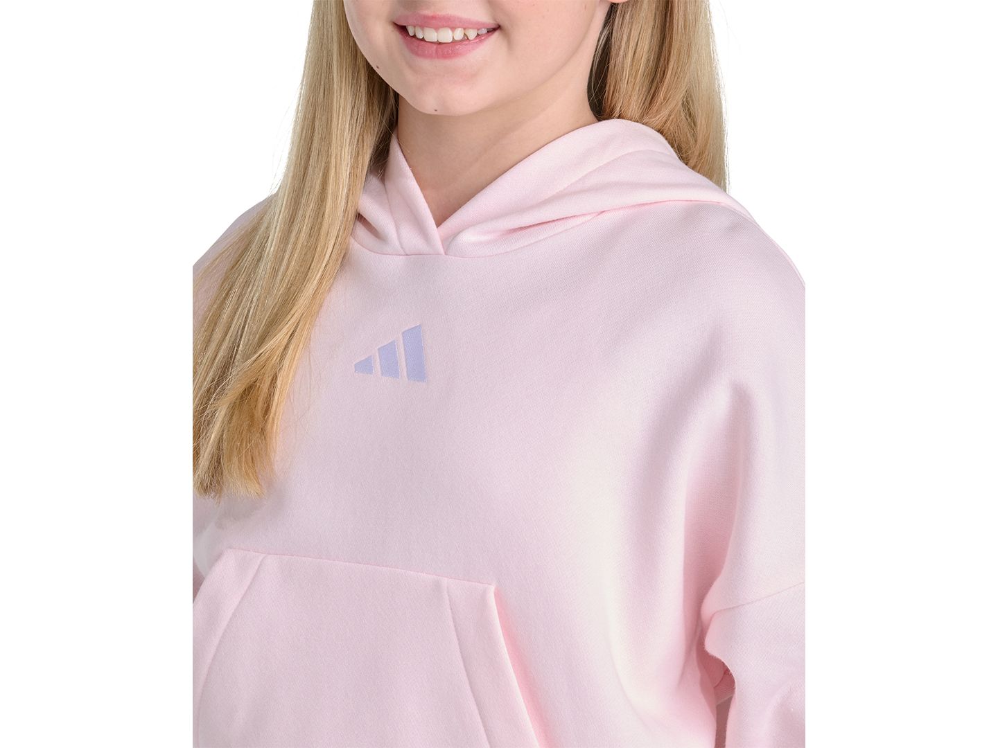 Детский комплект adidas: флисовое худи и широкие брюки, 8-16, цвет: Розовый — фото 5