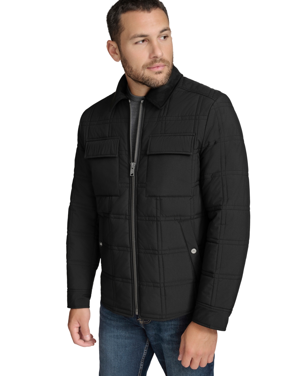 Marc New York Men's Brockman Quilted Shirt Jacket - Black
