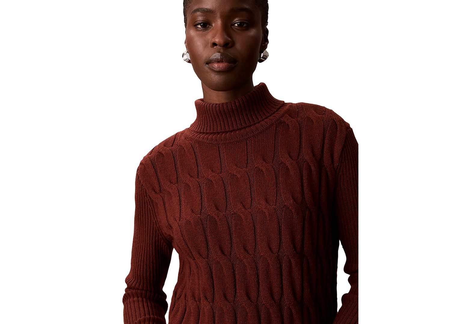 Women's Lux Cable Knit Wool-Blend Turtleneck Sweater