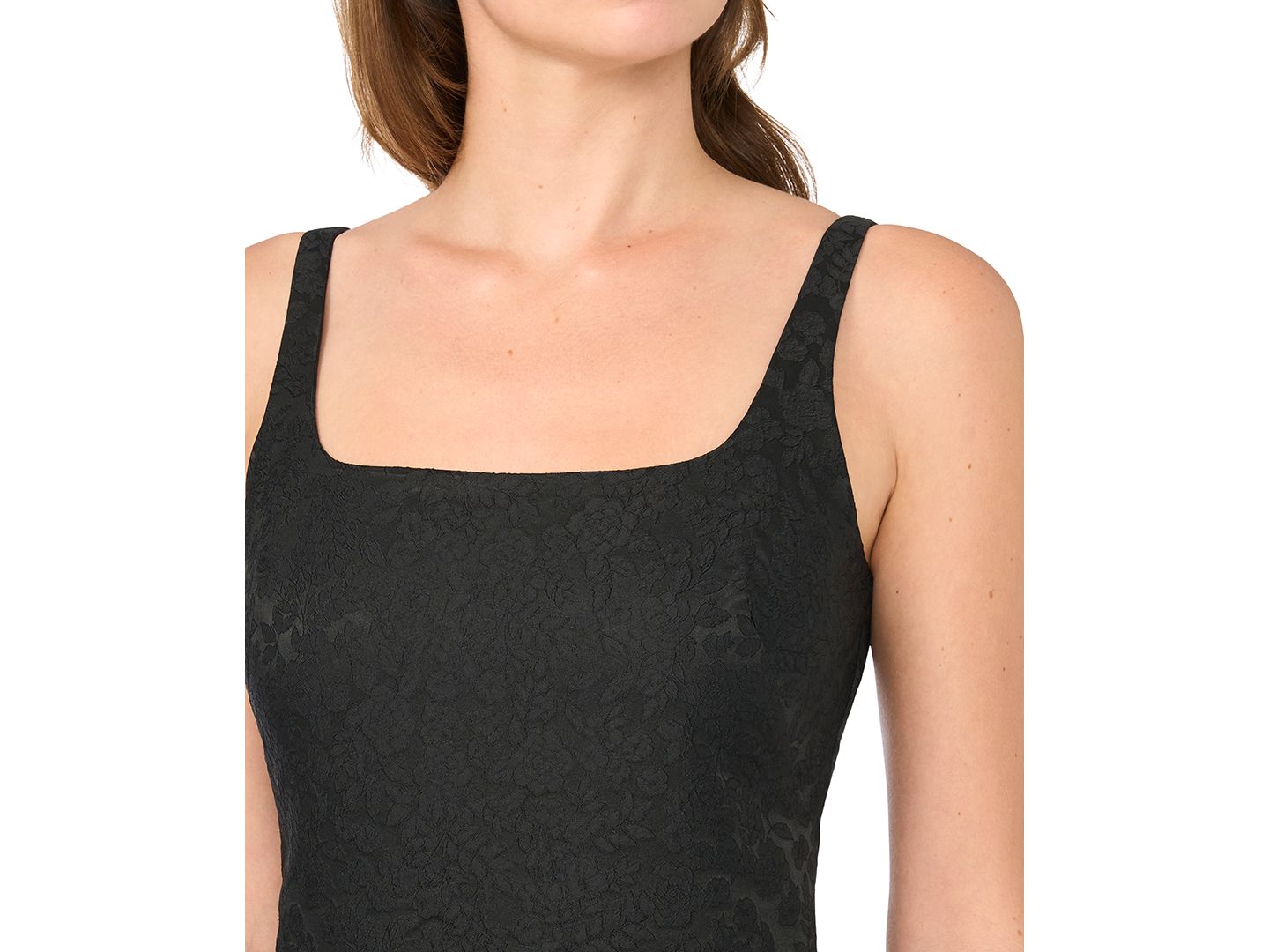 Женское платье Parker Floral-Print Square Neck Mini, цвет: Насыщенный чёрный — фото 3