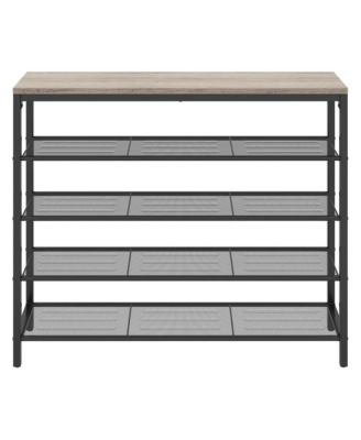 Shoe Rack, 5-Tier Shoe Storage Organizer, with 4 Metal Mesh Shelves, Large Top Surface