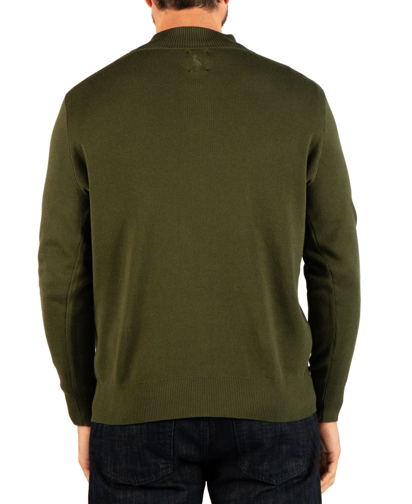 Мужской свитер Tailorbyrd Fine Knit Quarter Zip with Contrast Tipping, цвет: Армейский зелёный — фото 2