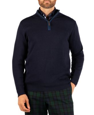 Men's Fine Knit Quarter Zip with Contrast Tipping Sweater