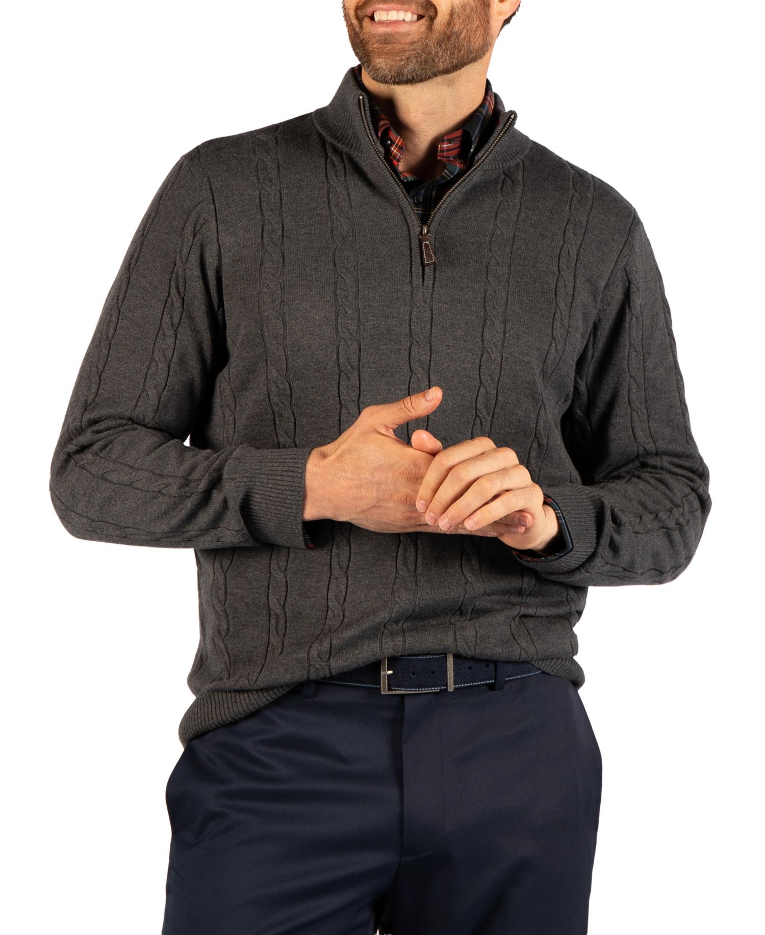 Men's Cable Knit Quarter Zip Sweater