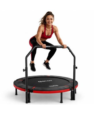 SP3 40 Inch Foldable Mini Trampoline with U Shape Adjustable Foam Handle Adult Rebounder Trampoline Indoor Fitness Workout Max Load 330LBS