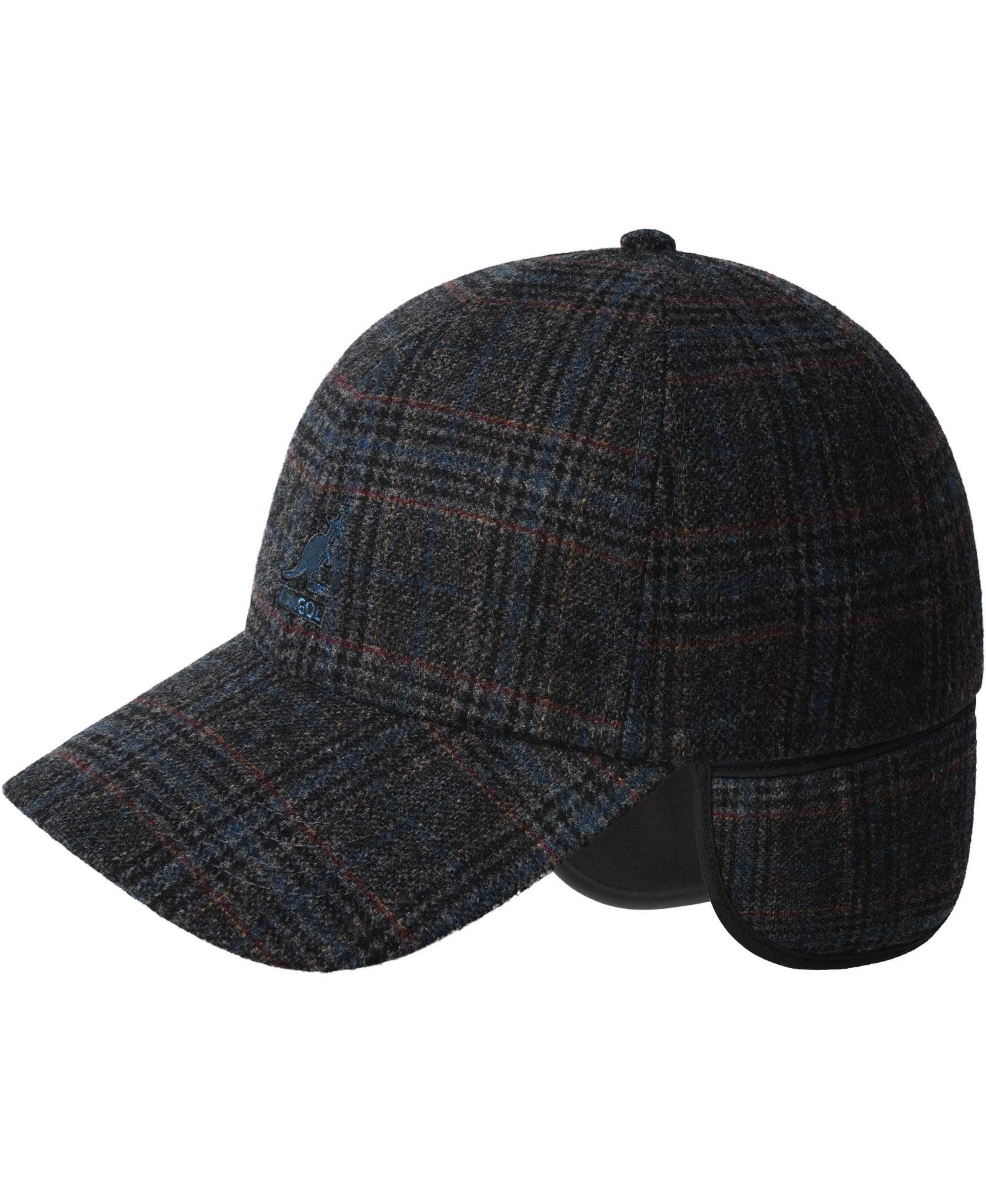 Plaid Earflaps Wool-Polyester Blend Baseball Cap