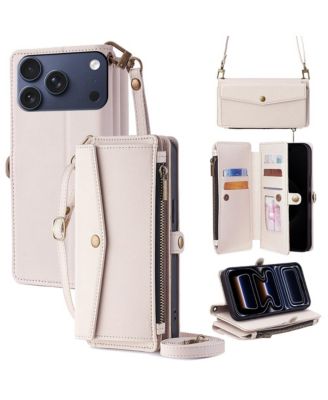 Wallet Phone Case with Card Holder and Adjustable Straps Compatible with iPhone 12-17