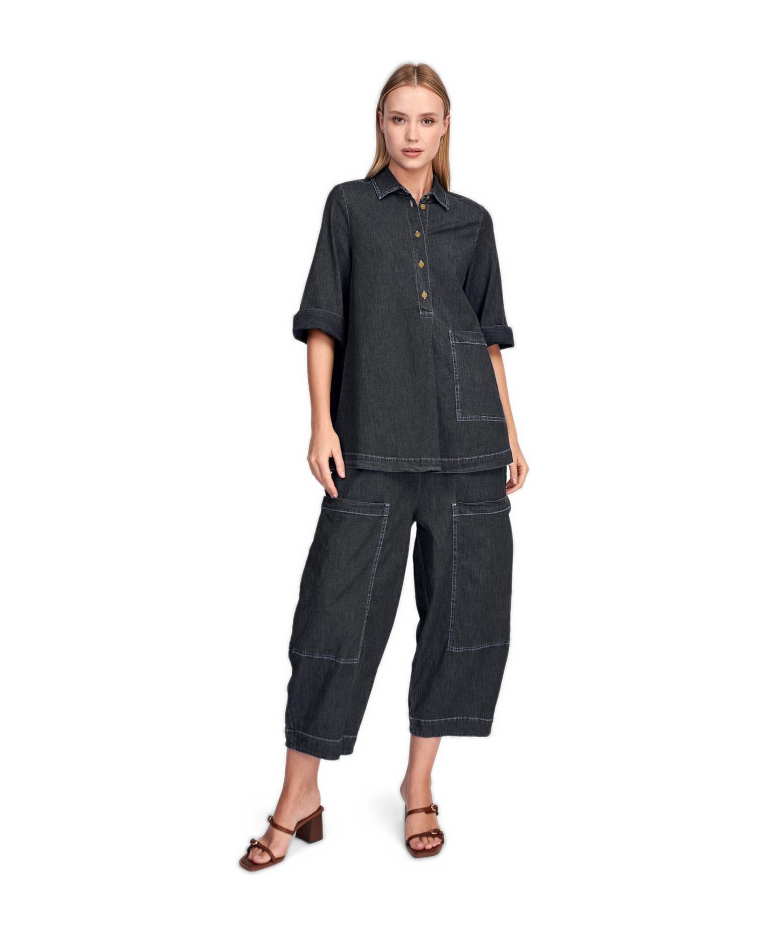 Women's Myles 3/4-Length A-Line Denim Popover Shirt