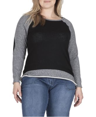 Plus Size Neesa French Terry Raglan Sleeve Crewneck Top