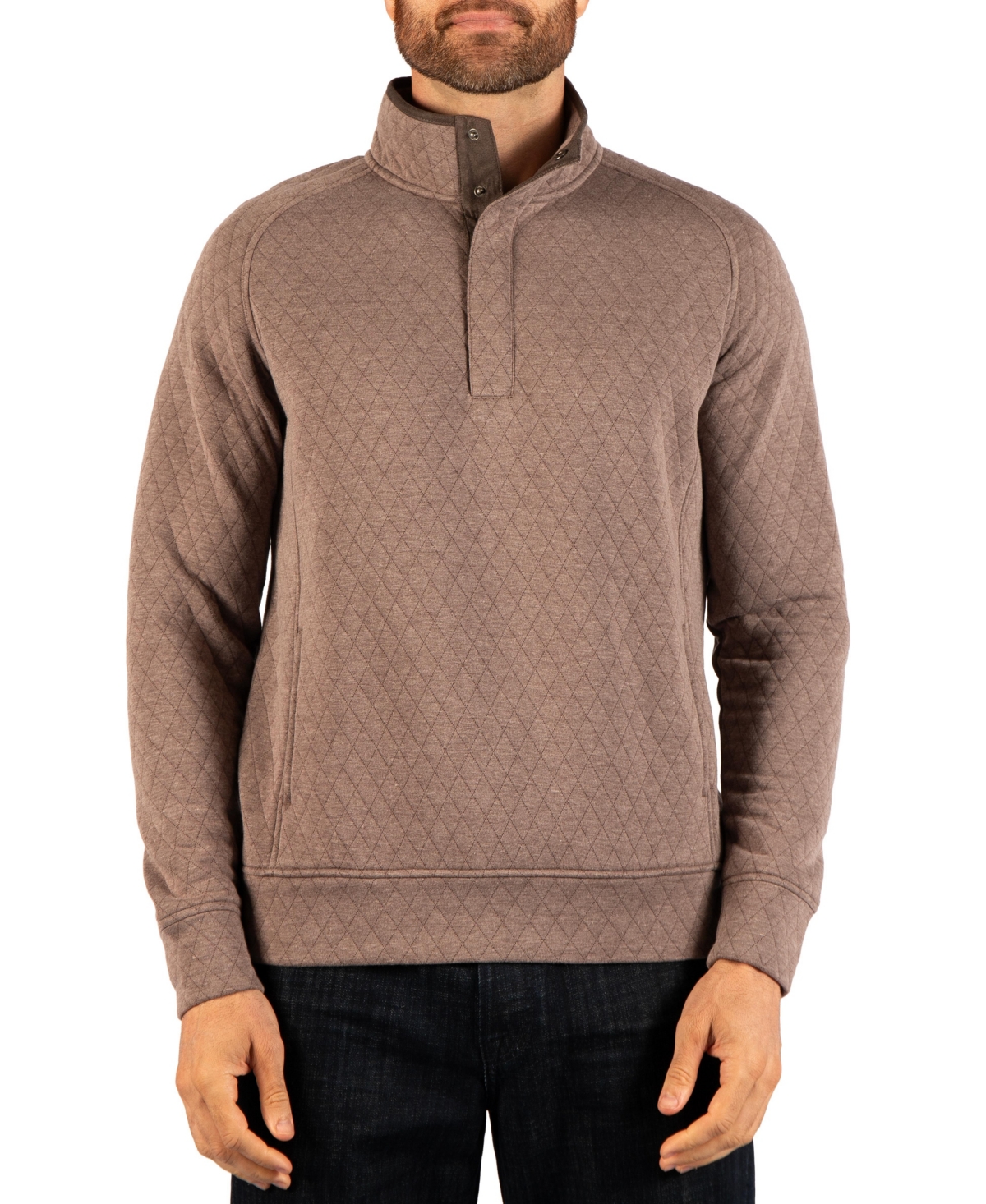 Tailorbyrd Men's Breeze Break Quilted Knit Stand Collar Pullover