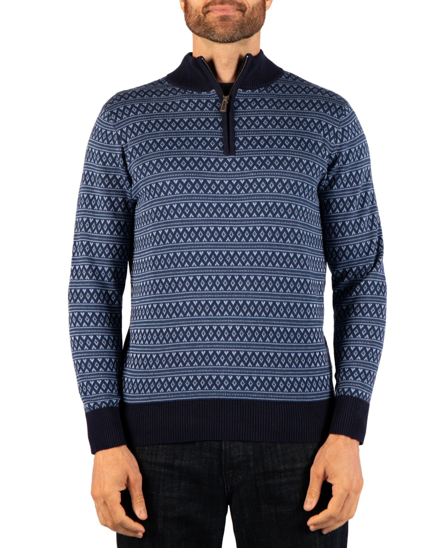 Men's Fairisle Quarter Zip Sweater
