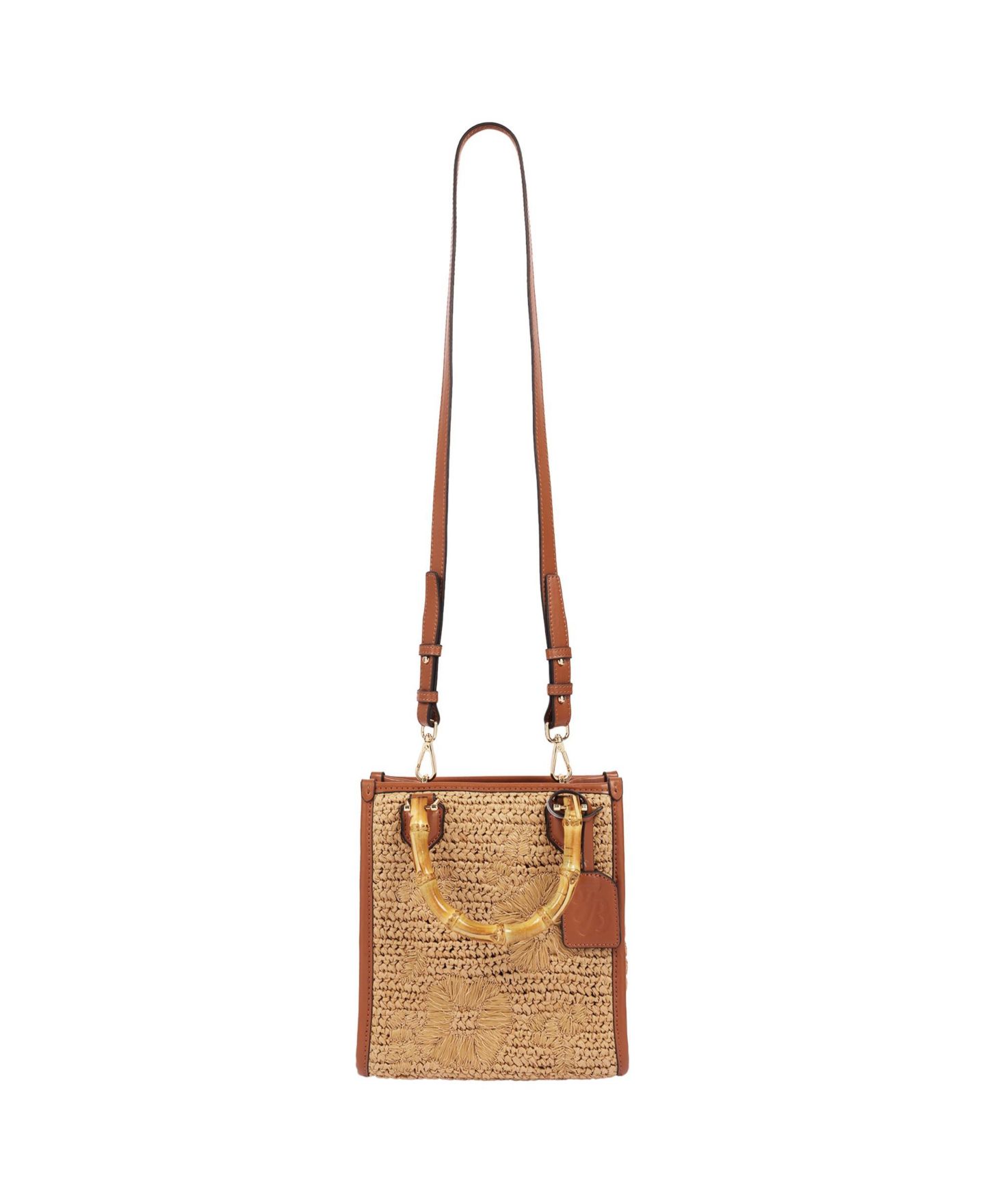 Женская сумка Tommy Bahama Celine Floral-Embroidery Straw Bamboo Tote, цвет: Коньячный — фото 7