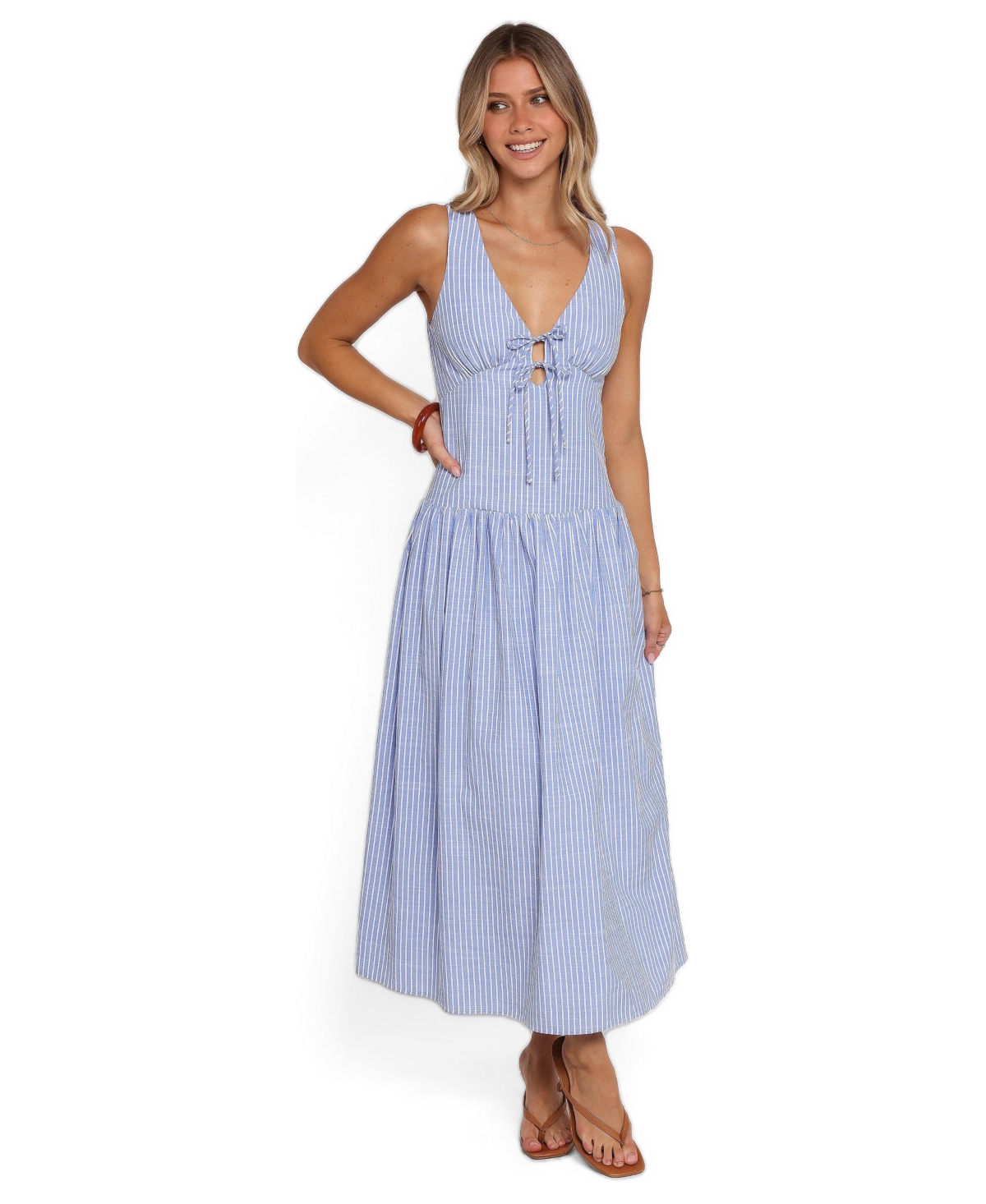 Petal and Pup Women's Vanessa V-Neck Striped Maxi Dress