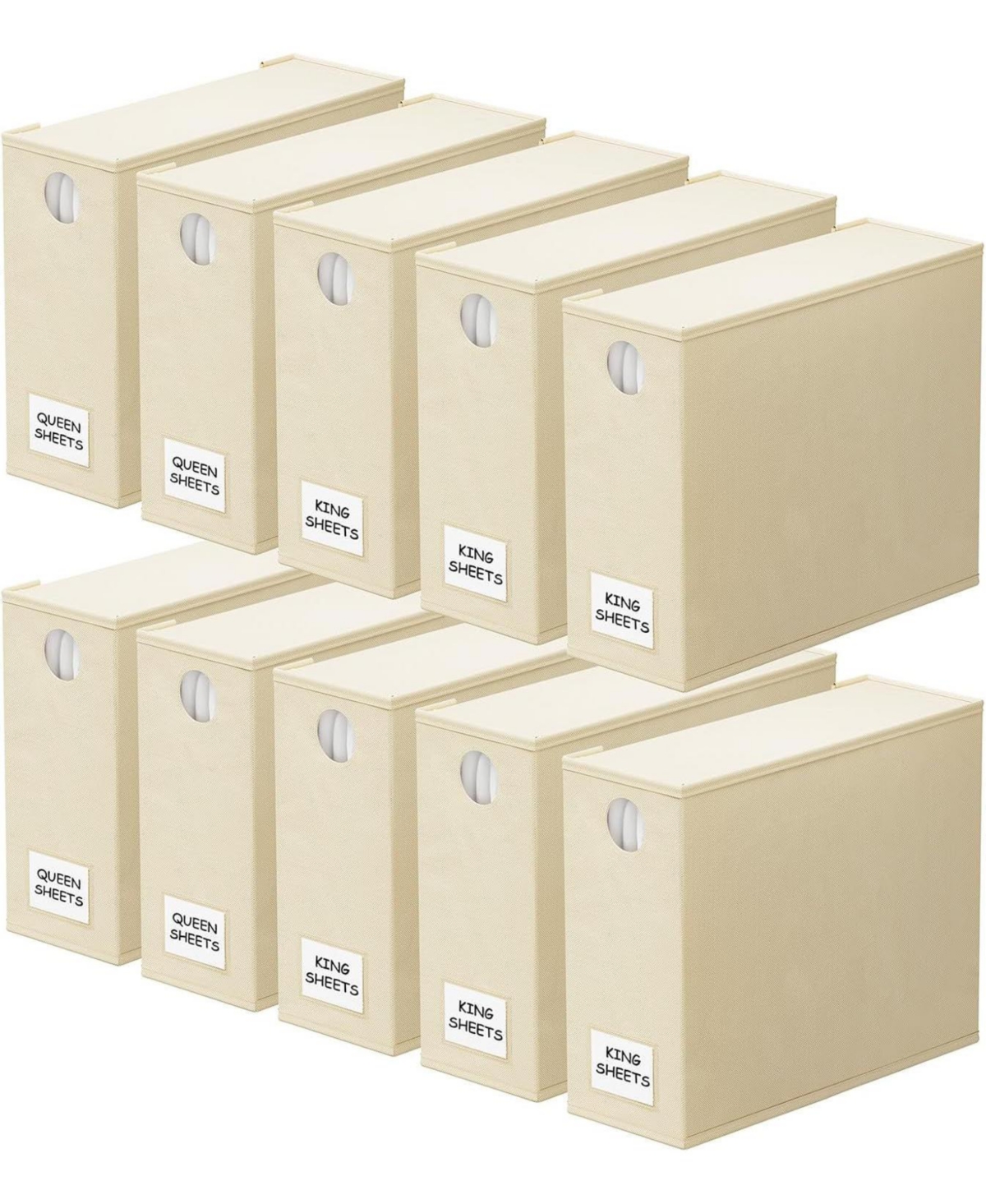 SpaceAid 10 Pack Bed Sheet Organizers with Window, Foldable Linen Closet Storage Container for Queen/King Sheet Sets