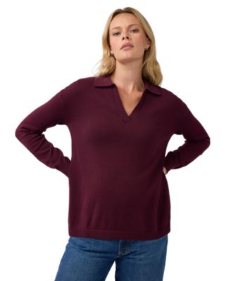 Women's Polo Collar Knit Nursing Sweater