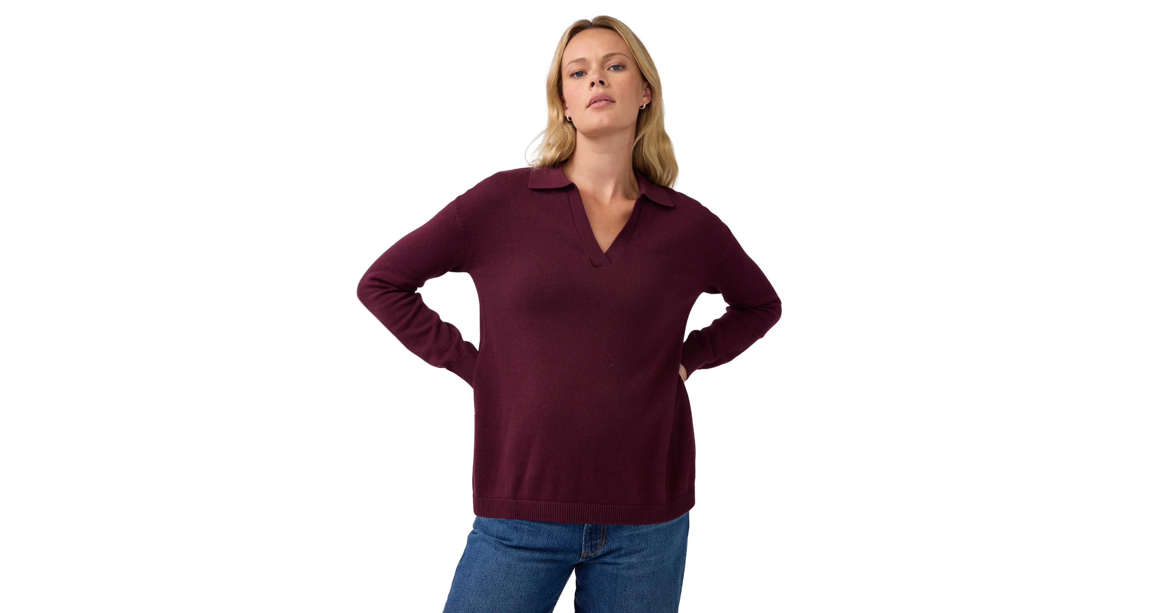 Ingrid + Isabel Women's Polo Collar Knit Nursing Sweater