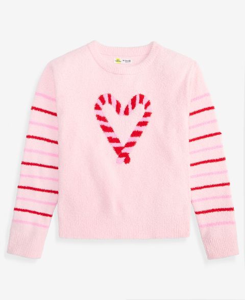 Свитер Epic Threads Candy Heart Crewneck Long-Sleeve для девочек, цвет: Розовый
