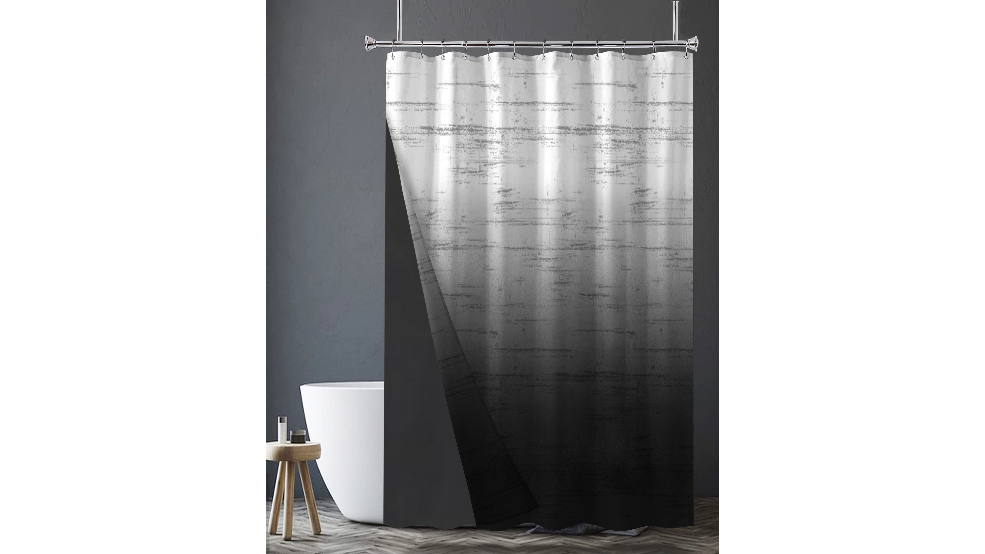 Popular Bath Grunge Ombre 14-Piece Shower Curtain and Liner Set
