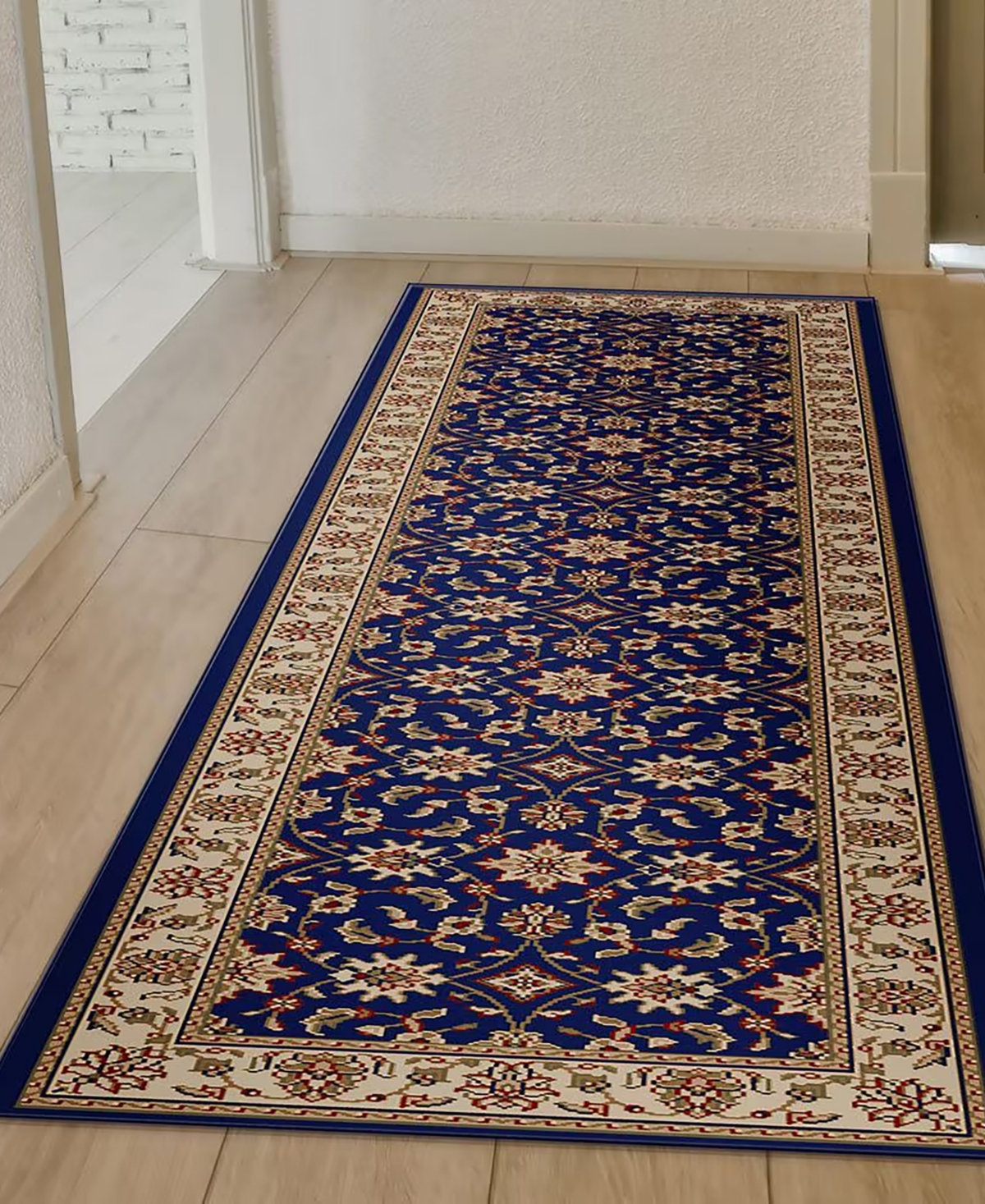 Closeout! Km Home 1592/1084/Navy Pesaro Blue 2'2" x 7'7" Runner Rug
