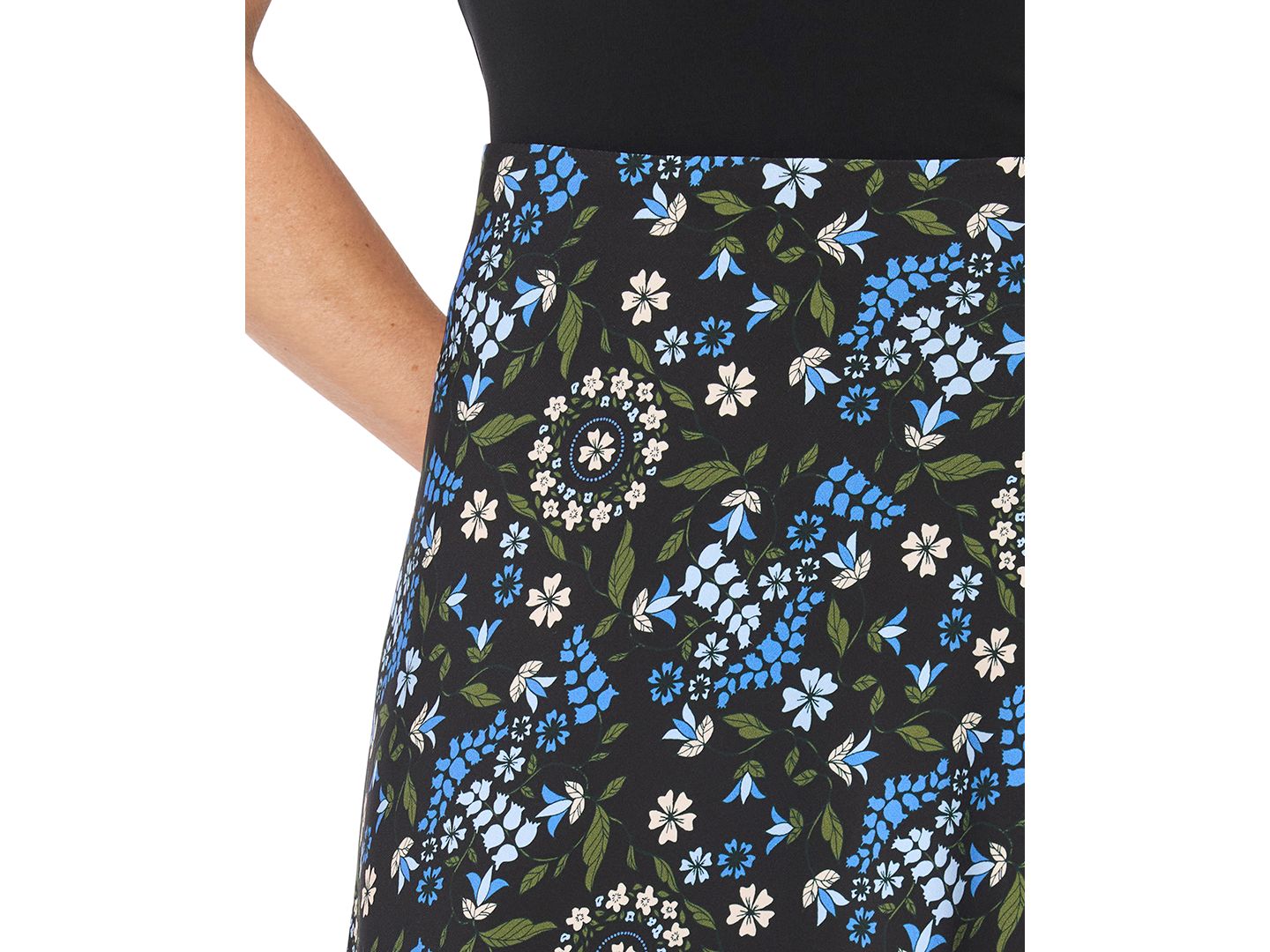 Женская юбка CeCe Bias High-Waisted A-Line Floral Midi, цвет: Насыщенный чёрный — фото 2