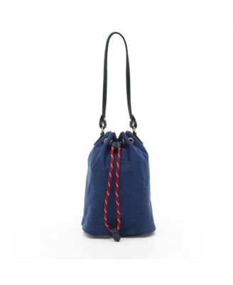 Women's Gabardine Fabric Drawstring Bucket Bag