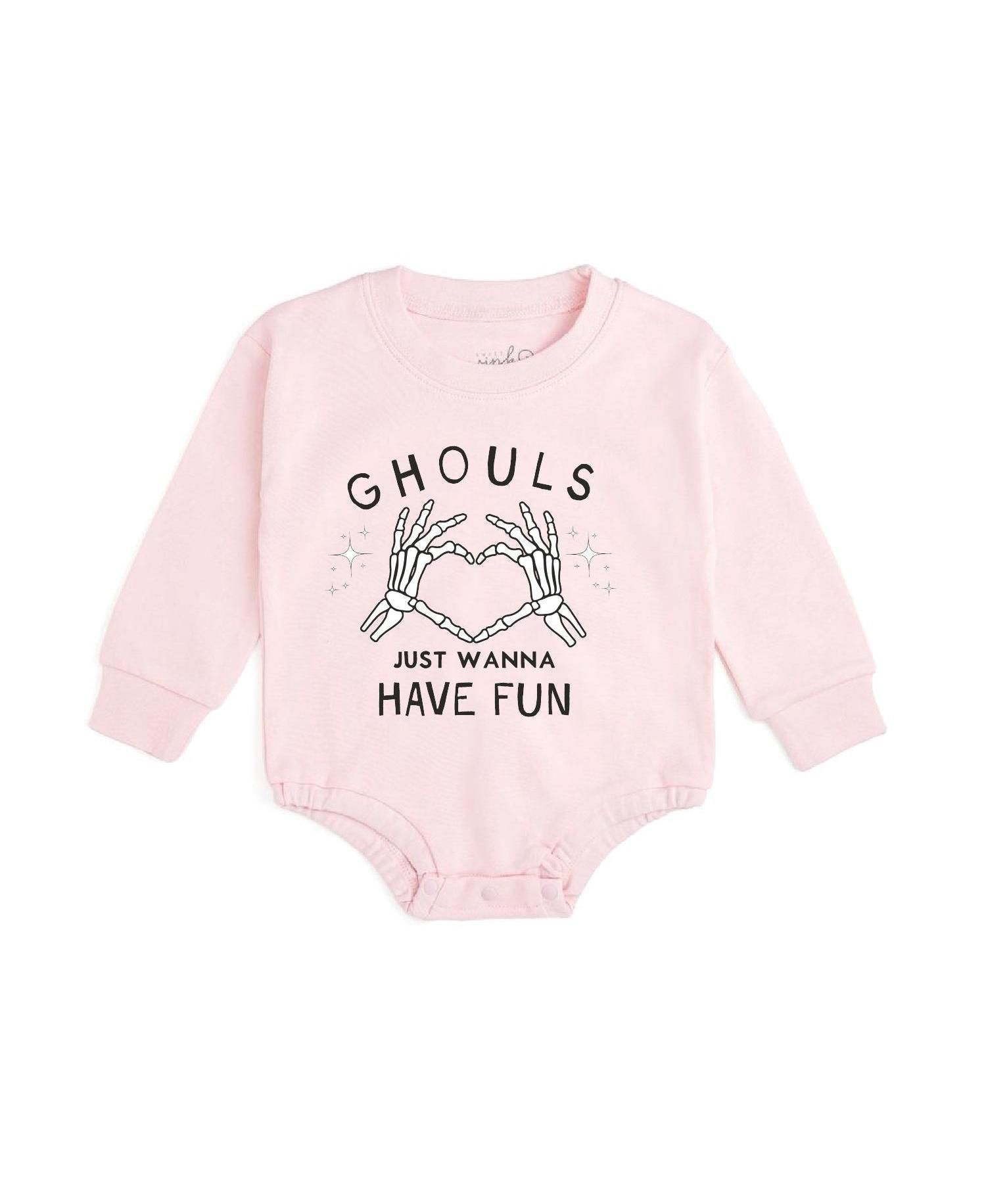 Baby Girls' Ghouls Just Wanna Have Fun Halloween Long-Sleeve Sensory-Friendly Romper