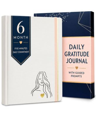 6 Month Guided Daily Gratitude Journal Fabric Hardcover Self Care Mindfulness Gift
