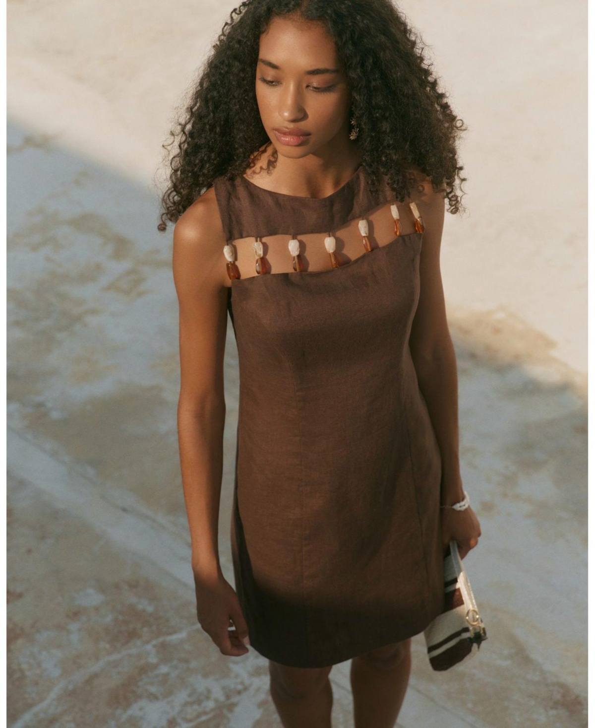 Mint Velvet Women's Beaded Cutout Mini Dress
