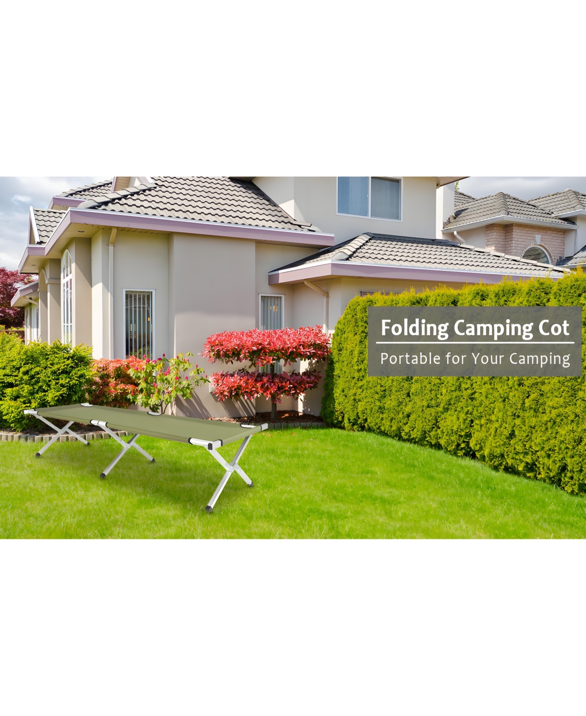 Sevorley Portable Folding Camping Cot with Aluminum Frame, Oxford Fabric and Carry Bag for Travel and Guest Use
