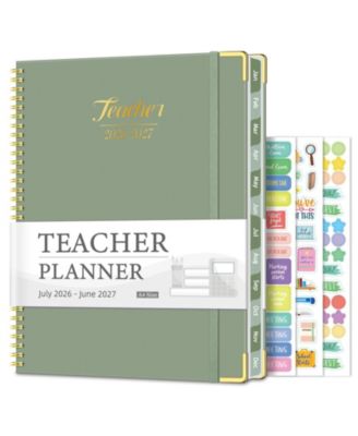 Academic Year Teacher Planner Lesson Plan Book Spiral Hardcover Calendar Checklists Stickers