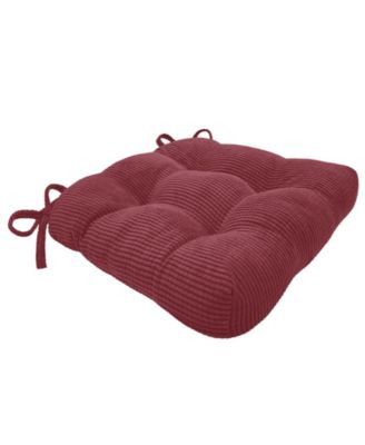 Luxe Living Plush Solid Colored Textured Stain Resistant Chair Cushions Pads With Tear Proof Ties - 6 Piece