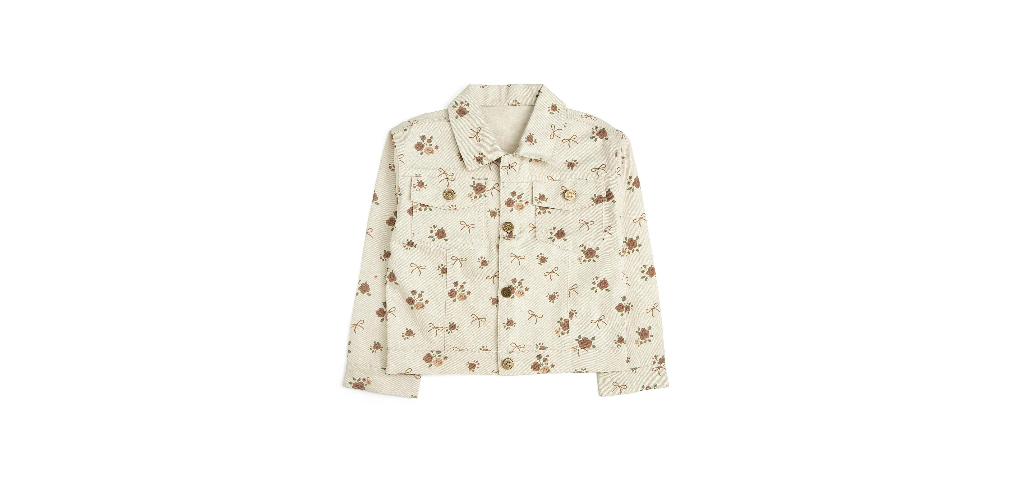 Sweet Wink Girls' 4-16 Distressed Floral-Print Denim Jacket