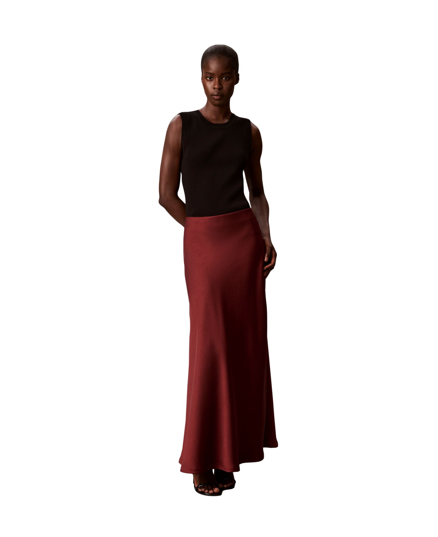 Petite Pull-On Satin Maxi Skirt