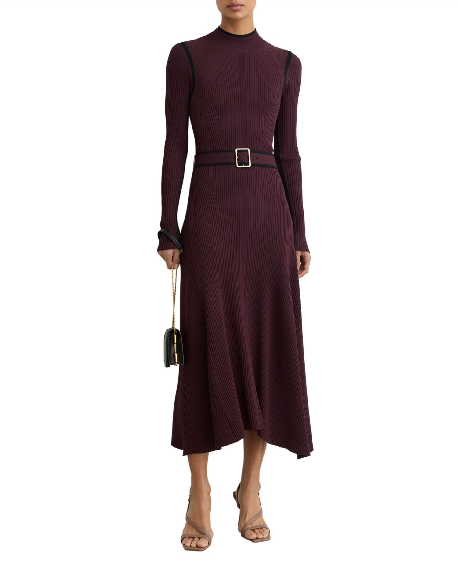 Women's Etta Mock-Neck Long-Sleeve Midi Sweater Dress