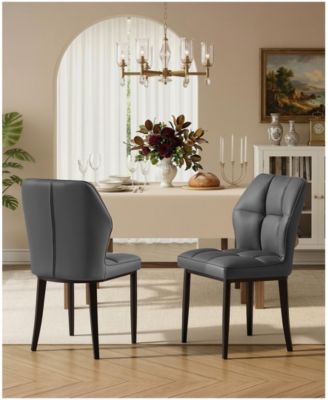 Mid-Century Upholstered Dining Chairs, Armless with Metal Legs for Kitchen and Dining Room