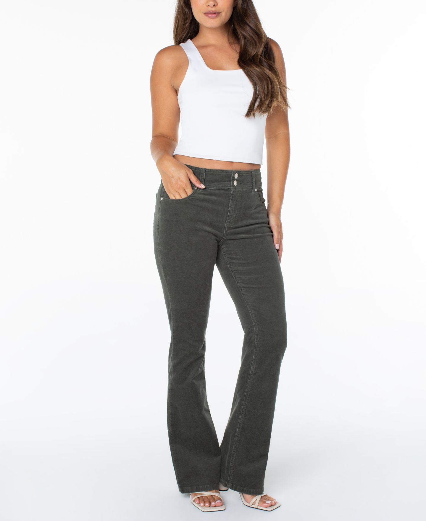 Женские брюки Celebrity Pink Juniors' Retro-Corduroy-Bootcut, цвет: Мох — фото 2