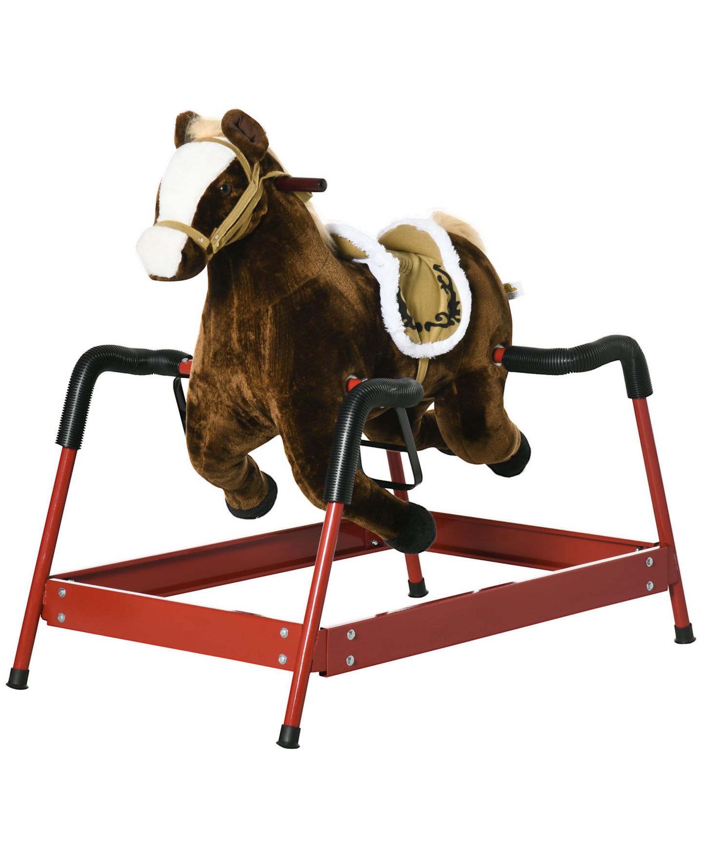 Детская игрушка Glintex Spring Rocking Horse with Neighing Sounds, Bouncing Ride-On Toy, Holds 132 lbs, Ages 5-12, цвет: Тёмный коричневый — фото 8