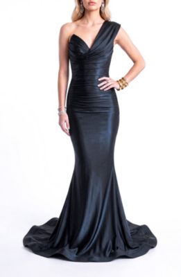 Women's One-Shoulder Draped Mermaid Gown