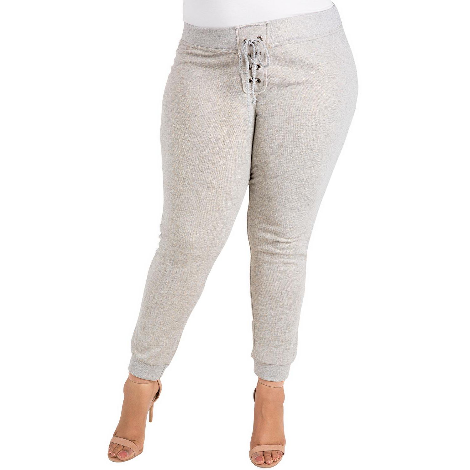 Plus Size Jahna High-Rise French Terry Lace-Up Front Jogger Pants