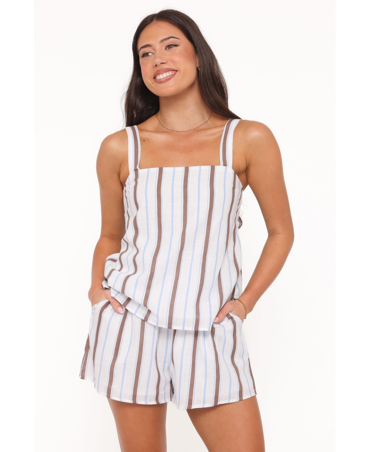 Petal and Pup Women's Sallie Square Neckline Pull-On Top Shorts, 2-Piece Set