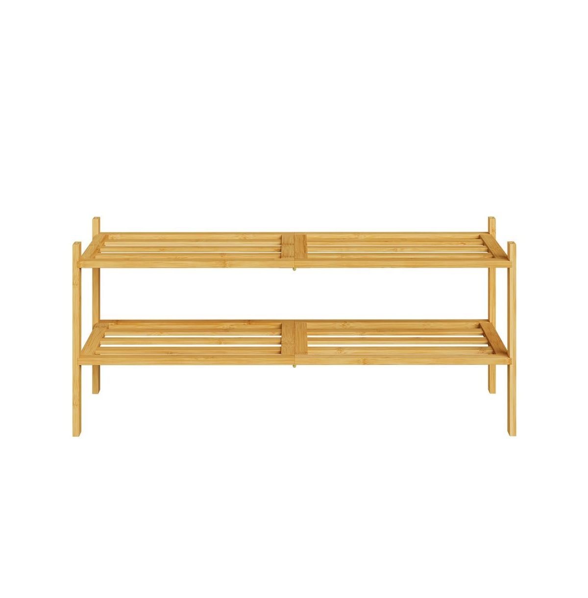 SongmicsHome Bamboo Shoe Rack, 2-Tier Stackable Shoe Organizer for Entryway, 27.6 x 9.8 x 13.5 inches