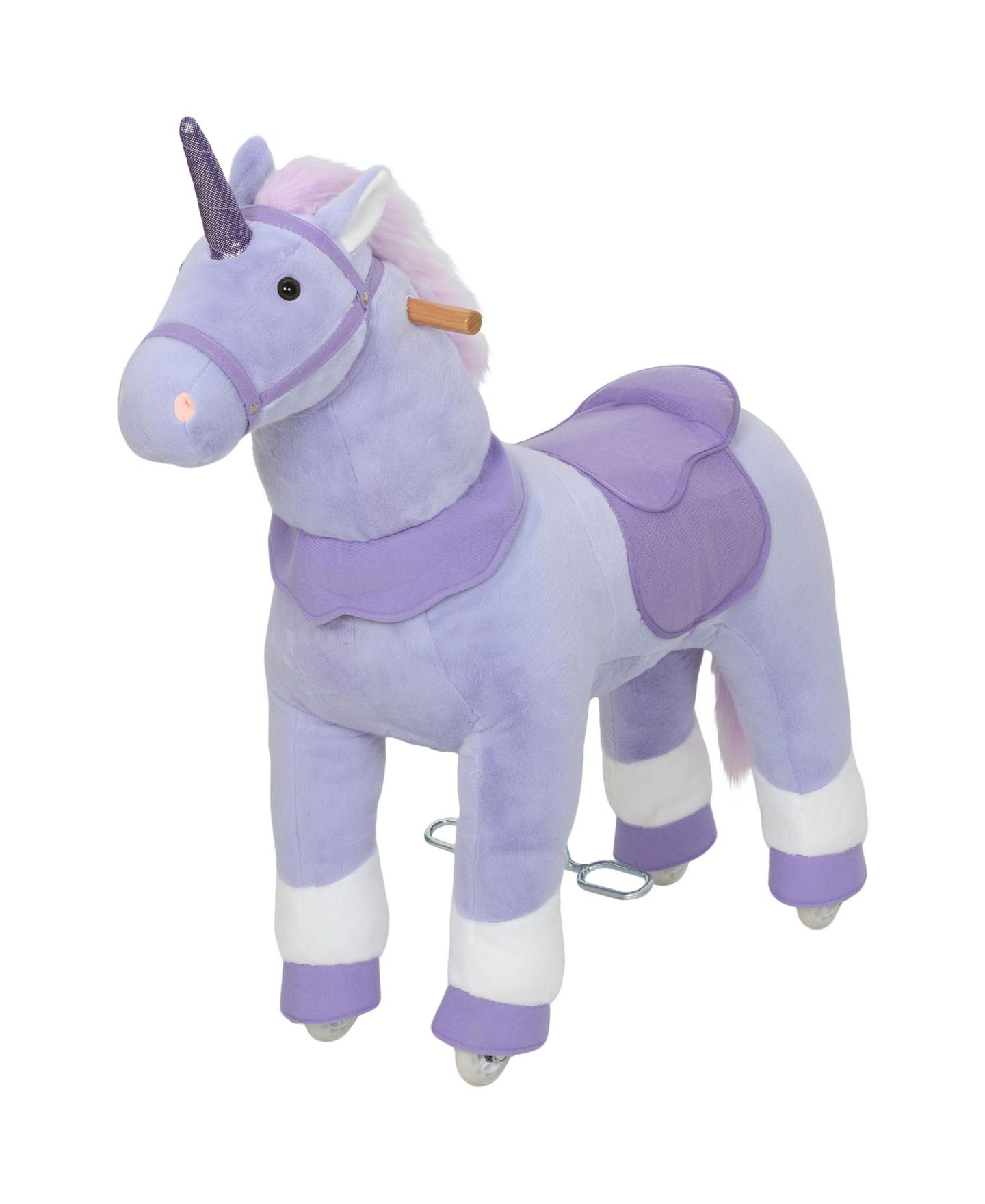 Детская мягкая игрушка Glintex Ride On Unicorn Toy for Kids 4-7, 37.8 in Plush Rocking Horse with Wheels and Pedal Drive, No Batteries Required, цвет: Фиолетовый — фото 3