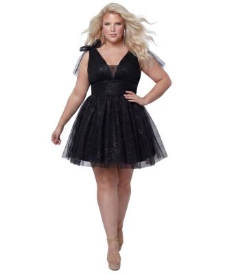 Plus Size Bow-tiful Sparkle Tulle Detachable-Bows Dress