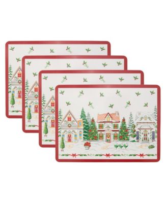 Spice Village Christmas Cork Placemats, Set of 4