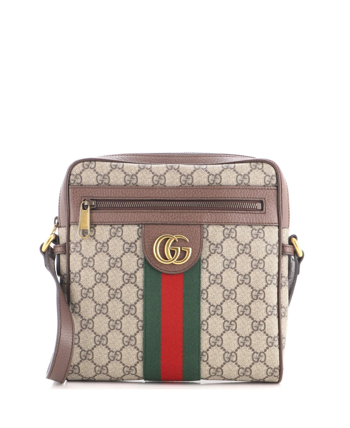 Pre-Owned Gucci Small Ophidia Messenger Bag Gg Coated Canvas - Brown