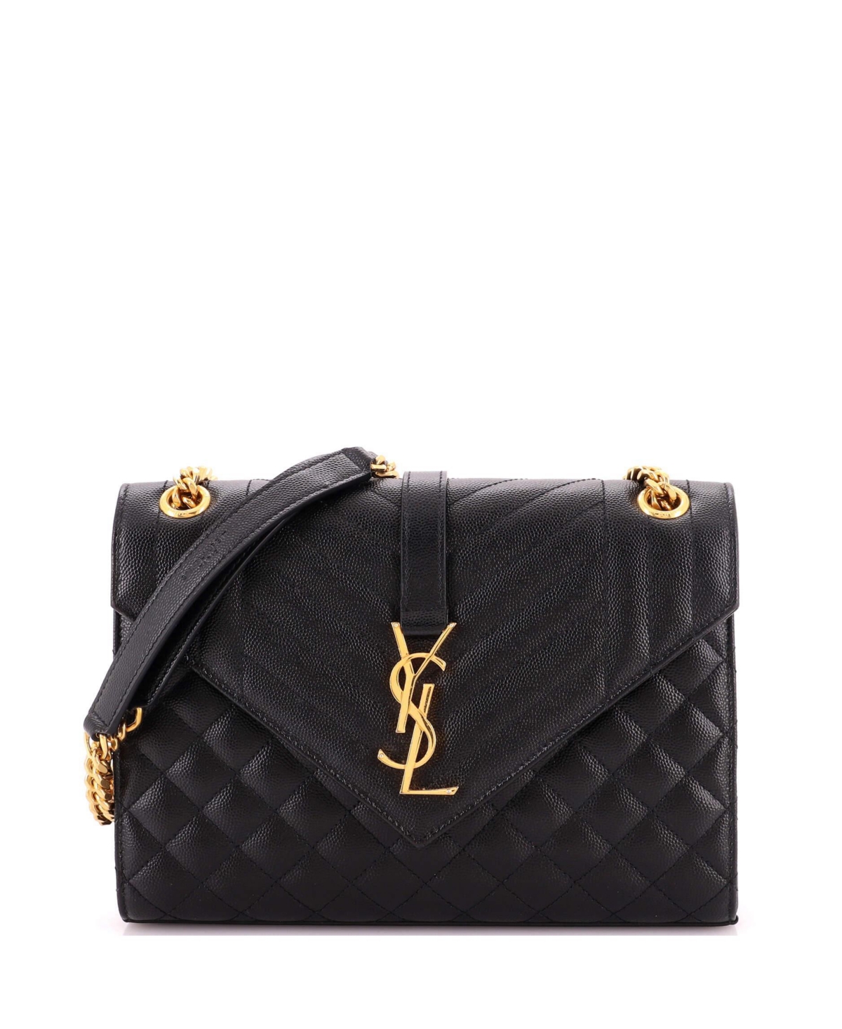 Pre-Owned Saint Laurent Medium Classic Monogram Envelope Satchel Mixed Matelasse Leather - Black