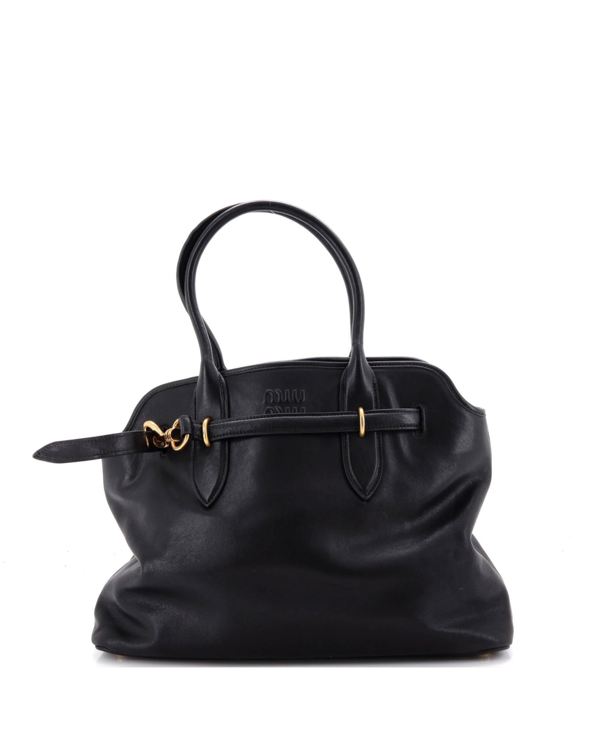 Pre-Owned Miu Miu Large Aventure Tote Leather - Black