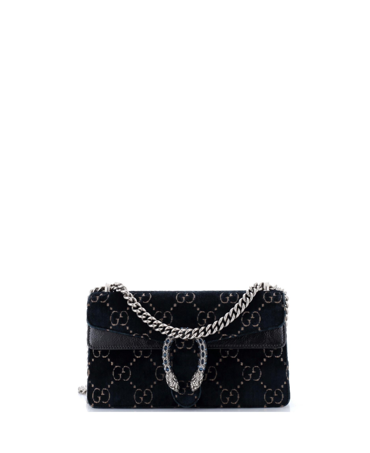 Pre-Owned Gucci Mini Velvet Gg Dionysus Shoulder Bag - Blue