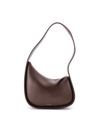 Half Moon Leather Zipper Shoulder Bag